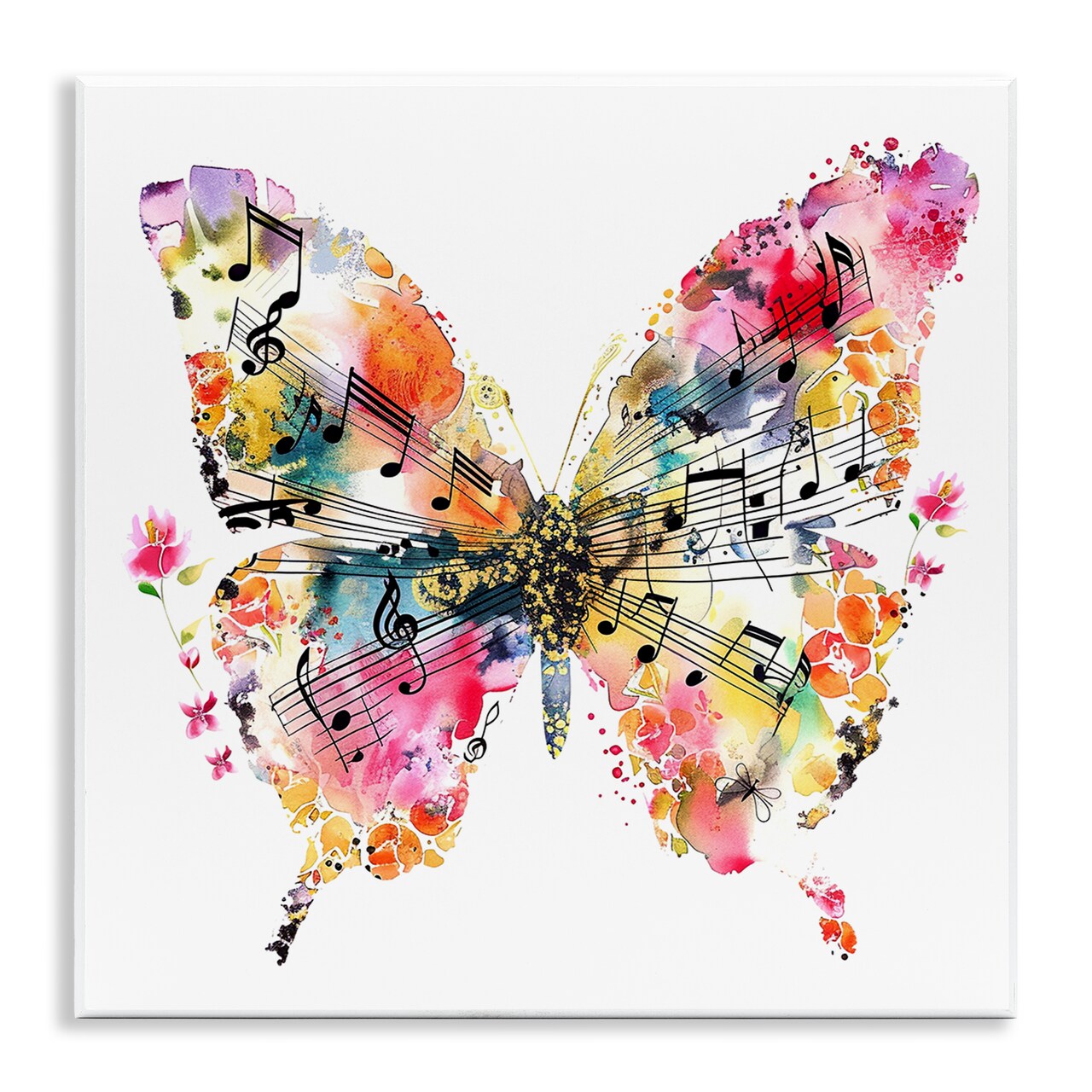 Stupell Industries Butterfly & Music Notes Wall Plaque Art Design by LSR Design Studio